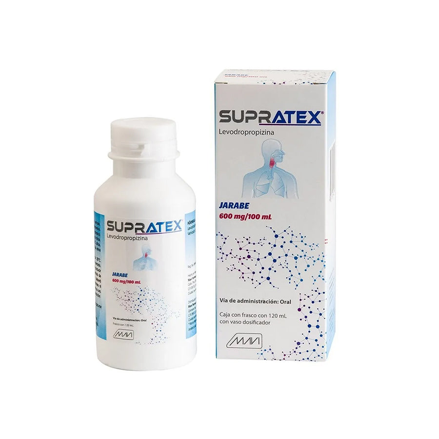 SUPRATEX (LEVODROPROPIZINA) 600MG/100ML JARABE CAJA C/ 1 FRASCO CON 12 ...