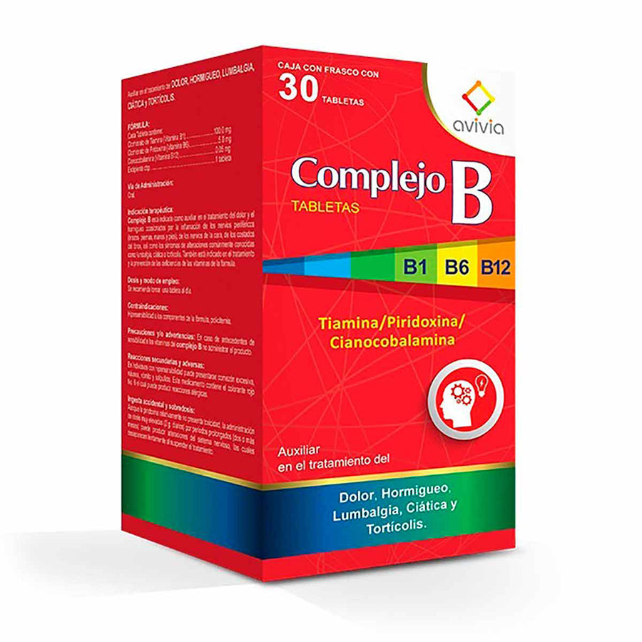 COMPLEJO B (TIAMINA/PIRIDOXINA/CIANOCOBALAMINA) C/30 TAB
